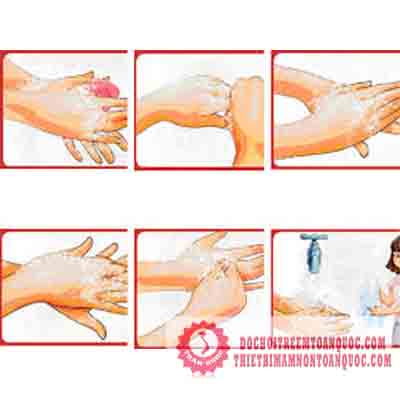Tranh 6 bước rửa tay